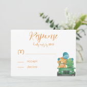 Niedliche Adventure Dinosaurs Baby Shooter RSVP Ca Einladung (Stehend Vorderseite)