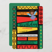 Niedliche afengelsafrikanische Mädchen Geburtstag Einladung (Vorne/Hinten)