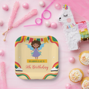 Niedliche afengelsafrikanische Mädchen Geburtstag Pappteller