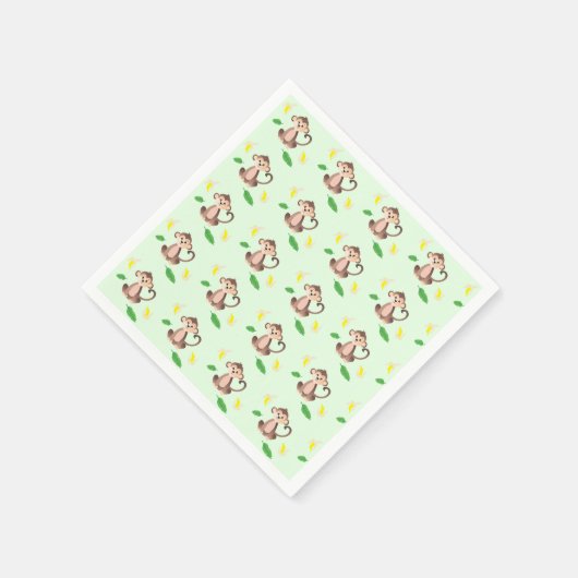 Niedliche Affen Bananenschale grün Serviette (Ecke)