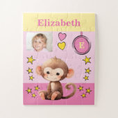 Niedliche Affen Foto Name Rosa Gelbe Kinder Puzzle (Vertikal)