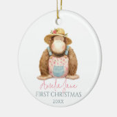 Niedliche Affen Illustration Girl Keramik Ornament (Links)