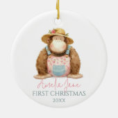 Niedliche Affen Illustration Girl Keramik Ornament (Hinten)