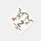 Niedliche Affen Kid's 2. Geburtstag Napkins Serviette (Ecke)