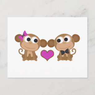 Niedliche Affen-Liebe Postkarte