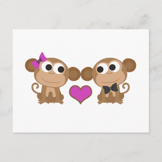 Niedliche Affen-Liebe Postkarte (Vorderseite)