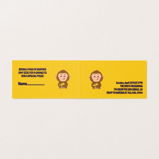 Niedliche Affen Thema Kinderdusche (Innenseite Aufgefaltet)