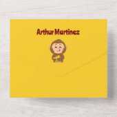 Niedliche Affen Thema Kinderdusche All In One Einladung (Rückseite)