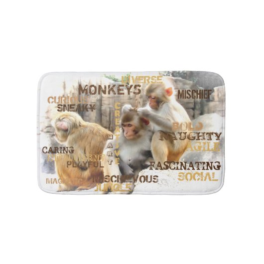 Niedliche Affen Typografie Art Badematte (Vorderseite)