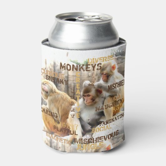 Niedliche Affen Typografie Art Dosenkühler (Kanne Vorderseite)