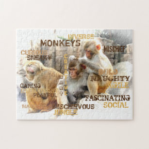 Niedliche Affen Typografie Art Puzzle