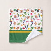 Niedliche Affen und Bananen im Dschungelmuster Badhandtuch Set (Waschlappen)