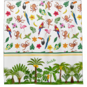 Niedliche Affen und Bananen im Dschungelmuster Duschvorhang (Vorderseite)