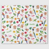 Niedliche Affen und Bananen im Dschungelmuster Geschenkpapier (Flach)