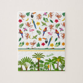 Niedliche Affen und Bananen im Dschungelmuster Puzzle