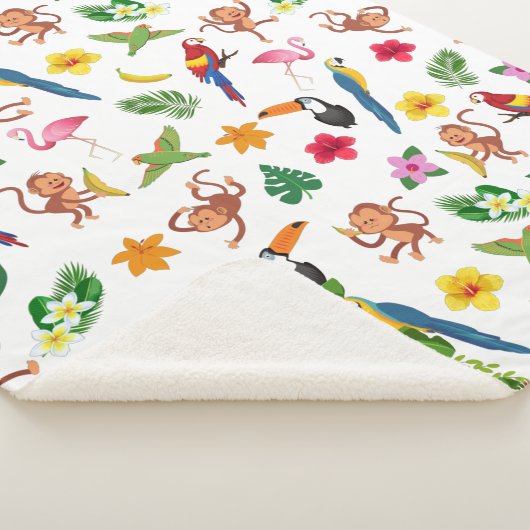 Niedliche Affen und Bananen im Dschungelmuster Sherpadecke (3/4)