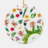 Niedliche Affen und Bananen Jungle Muster Weihnach Keramik Ornament (Hinten)