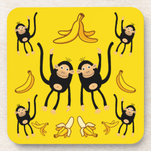 Niedliche Affen- und Bananenwerbung Getränkeuntersetzer