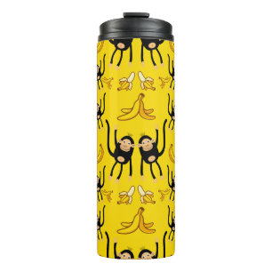 Niedliche Affen- und Bananenwerbung Thermosbecher
