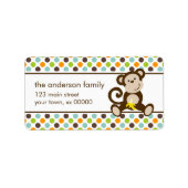 Niedliche Affen- und Polka-Punkte Adressaufkleber (Vorne)