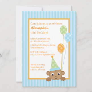 Niedliche Affenballons Einladung