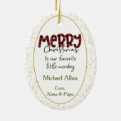 Niedliche Affenfreude für das Großkind der Welt Keramik Ornament (Hinten)