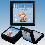 Niedliche Affenstars geben Namen für blaue Kegel Erinnerungskiste<br><div class="desc">Halten Sie die Geschenkboxen für Kinder. Personalisieren mit einem Namen. Mit einem niedlichen Affen,  Polka Punkte und Sternen in den Farben blau und weiß.</div>