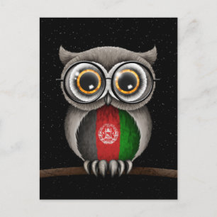 Niedliche afghanische Flaggenschale mit Brille Postkarte