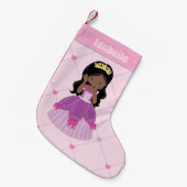 Niedliche Afrikanisch-Amerikanische Prinzessin Gir Kleiner Weihnachtsstrumpf (Vorderansicht (hängend))