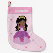 Niedliche Afrikanisch-Amerikanische Prinzessin Gir Kleiner Weihnachtsstrumpf (Vorderseite)