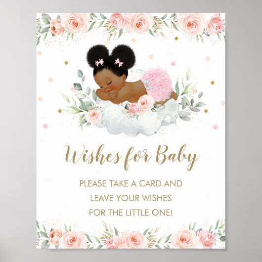 Niedliche afrikanische Afro Baby Dusche Wünsche fü Poster (Vorne)