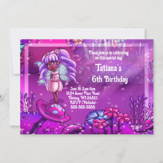 Niedliche Afrikanische Amerikanische Fairy Birthda Einladung