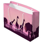 niedliche afrikanische Giraffen fügen Text hinzu Große Geschenktüte (Rückseite Schrägansicht)