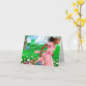 Niedliche Afrikanische Mädchen Ostereijagd| Sweet Karte (Gelbe Blume)