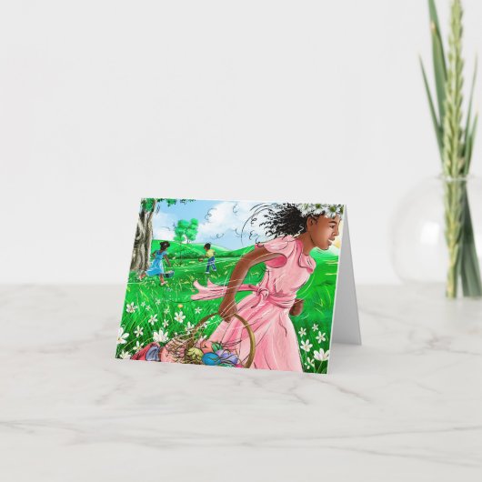 Niedliche Afrikanische Mädchen Ostereijagd| Sweet Karte (Vorderseite)