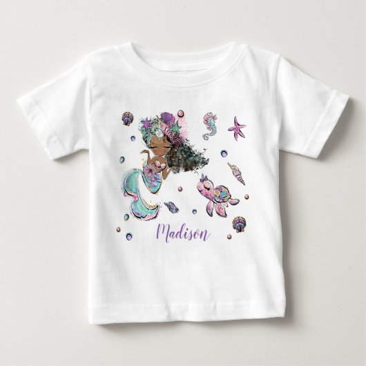 Niedliche Afrikanische Meerjungfrau unter der Meer Baby T-shirt (Vorderseite)