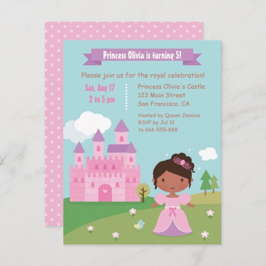 Niedliche Afrikanische Prinzessin Birthday Party Einladung (Vorne/Hinten)