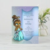 Niedliche Afrikanische Prinzessin Birthday Party Einladung (Stehend Vorderseite)