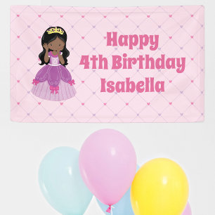 Niedliche Afrikanische Prinzessin Pink Birthday Pa Banner
