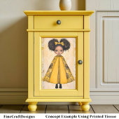 Niedliche Afrikanische Puppe, gelb AM8 Decoupage Seidenpapier