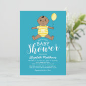 Niedliche Afro American Boy Baby Dusche Einladung (Stehend Vorderseite)