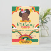 Niedliche afro einhornamerikanische Mädchen Geburt Einladung (Stehend Vorderseite)