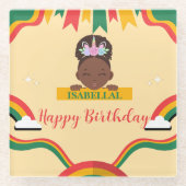 Niedliche afro einhornamerikanische Mädchen Geburt Glasuntersetzer (Vorderseite)