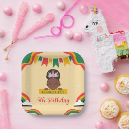 Niedliche afro einhornamerikanische Mädchen Geburt Pappteller