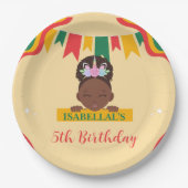 Niedliche afro einhornamerikanische Mädchen Geburt Pappteller (Vorderseite)