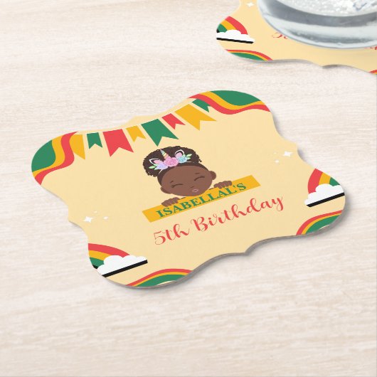 Niedliche afro einhornamerikanische Mädchen Geburt Untersetzer (angewinkelt)