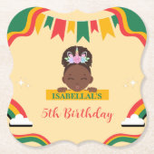 Niedliche afro einhornamerikanische Mädchen Geburt Untersetzer (Vorderseite)