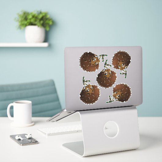 Niedliche Afroamerikaner Aufkleber (Laptop auf Schreibtisch)