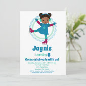 Niedliche Afroamerikaner-Ice-Skaten Geburtstagspar Einladung (Stehend Vorderseite)