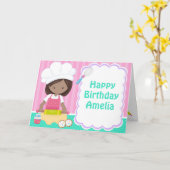 Niedliche Afroamerikanerin Baking Geburtstagsparty Karte (Gelbe Blume)